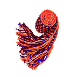 Cinturon tejido de hilaza de colores, color naranja, (corto)